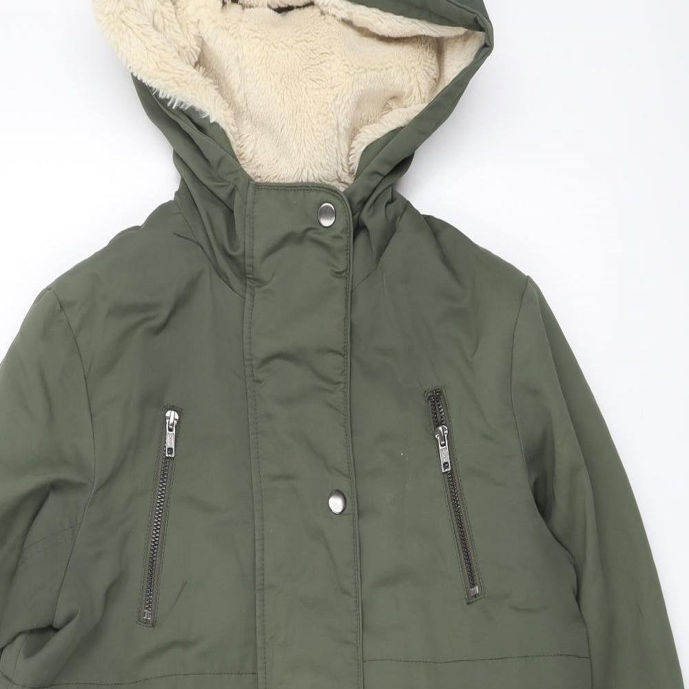 ASOS Womens Green Parka Coat Size 8 Zip