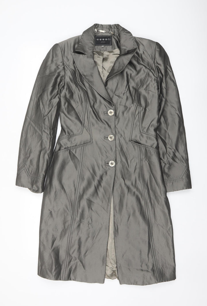 Coast Womens Grey Pea Coat Coat Size 10 Button