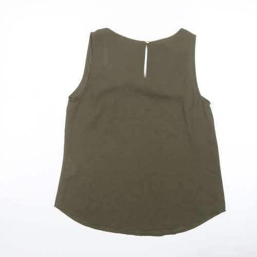 Oasis Womens Green Polyester Basic Tank Size 10 Scoop Neck