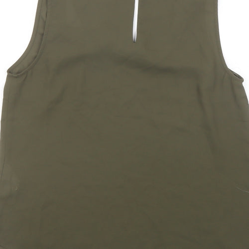 Oasis Womens Green Polyester Basic Tank Size 10 Scoop Neck