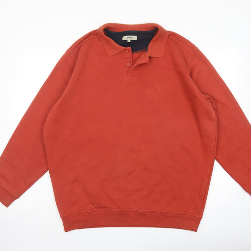 EMW Mens Orange Cotton Pullover Sweatshirt Size L