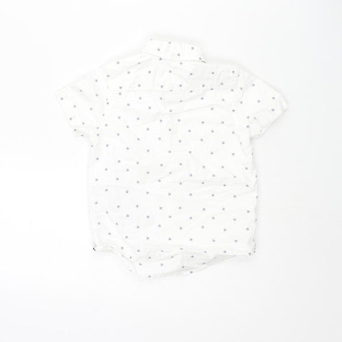 NEXT Boys White Geometric Cotton Basic Button-Up Size 4 Years Collared Button - Skull Pattern