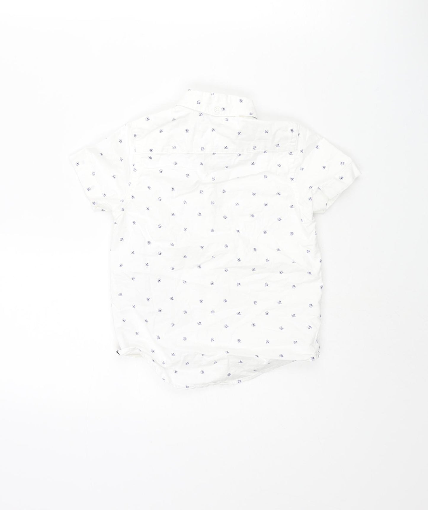 NEXT Boys White Geometric Cotton Basic Button-Up Size 4 Years Collared Button - Skull Pattern
