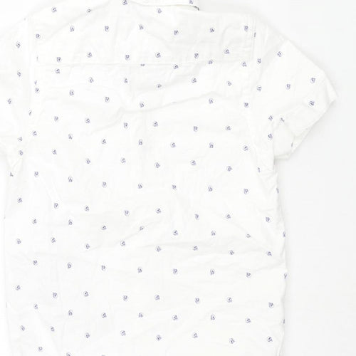 NEXT Boys White Geometric Cotton Basic Button-Up Size 4 Years Collared Button - Skull Pattern