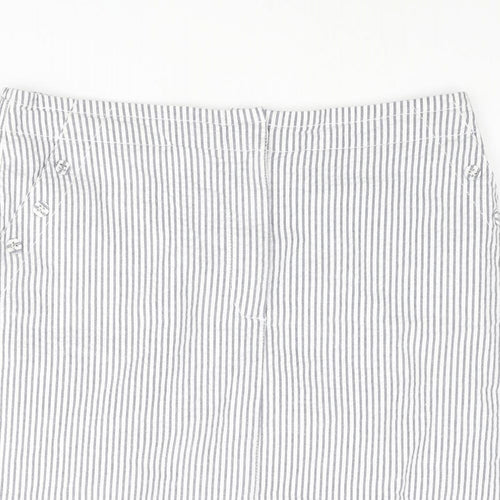 Emreco Womens Blue Striped Cotton Straight & Pencil Skirt Size 14 Zip - Button