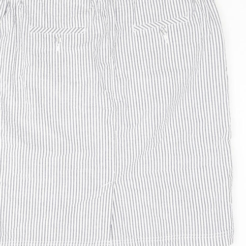 Emreco Womens Blue Striped Cotton Straight & Pencil Skirt Size 14 Zip - Button