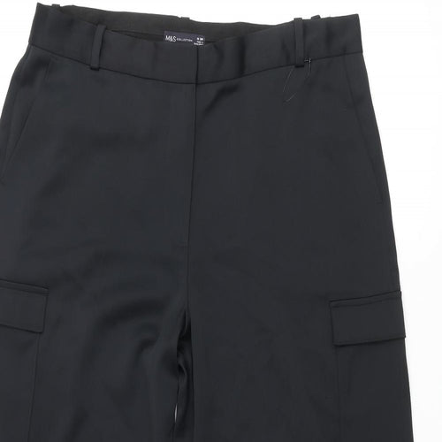 Marks and Spencer Womens Black Polyester Dress Pants Trousers Size 18 L27 in Regular Zip - Cargo Style