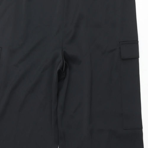 Marks and Spencer Womens Black Polyester Dress Pants Trousers Size 18 L27 in Regular Zip - Cargo Style