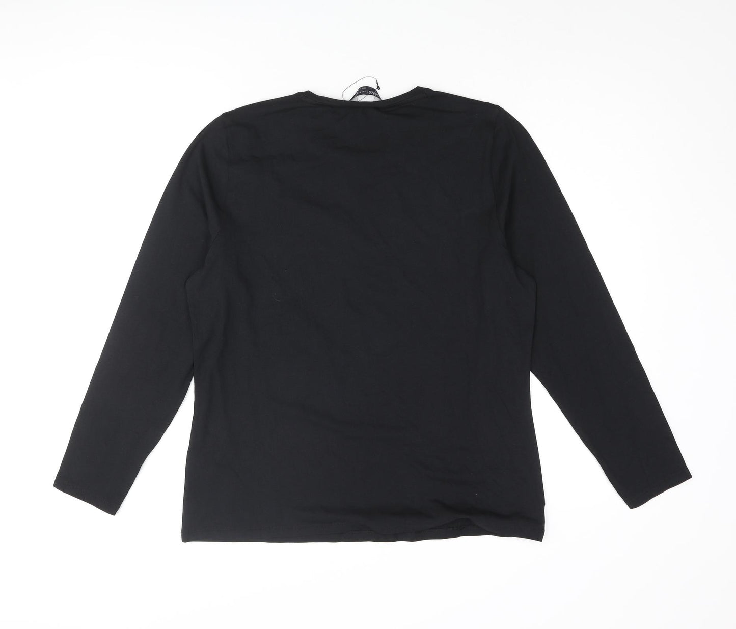 Marks and Spencer Womens Black Cotton Basic T-Shirt Size 16 Round Neck