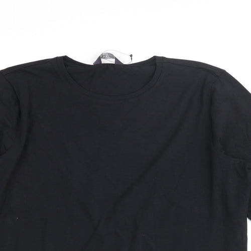 Marks and Spencer Womens Black Cotton Basic T-Shirt Size 16 Round Neck