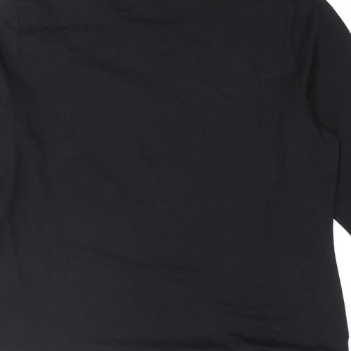 Marks and Spencer Womens Black Cotton Basic T-Shirt Size 16 Round Neck