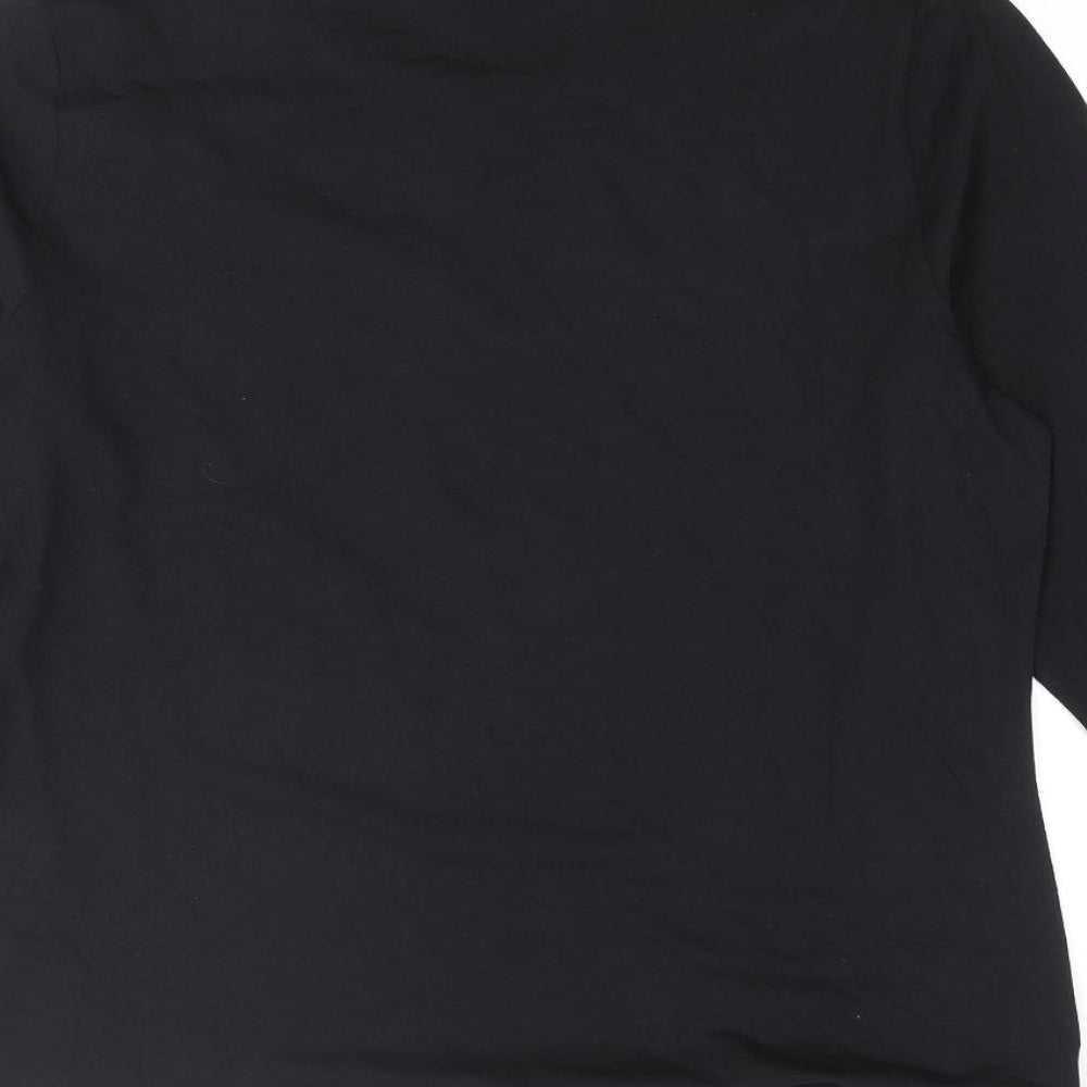 Marks and Spencer Womens Black Cotton Basic T-Shirt Size 16 Round Neck