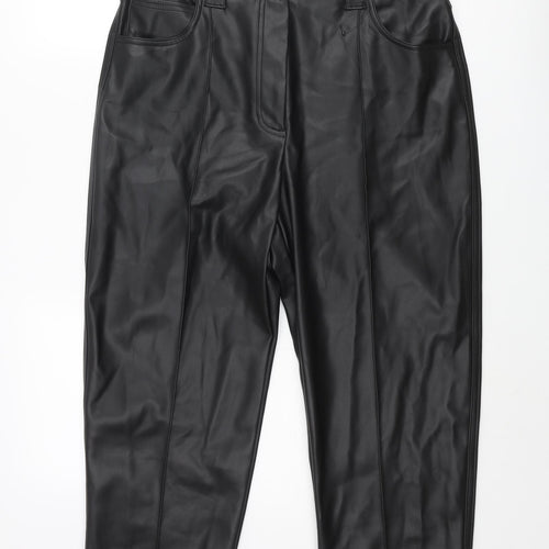 Marks and Spencer Womens Black Polyester Trousers Size 16 L24 in Regular Zip