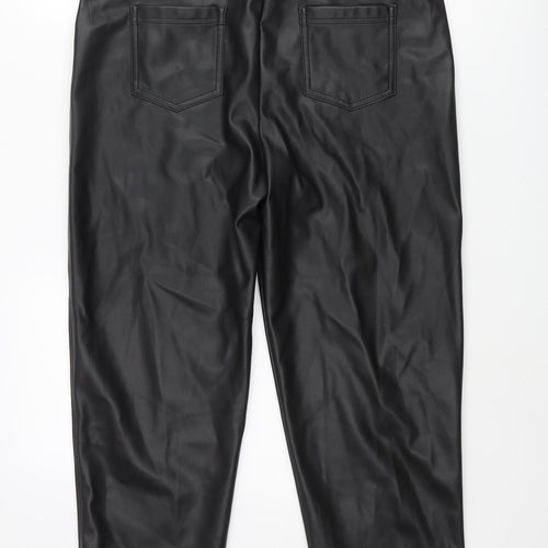 Marks and Spencer Womens Black Polyester Trousers Size 16 L24 in Regular Zip