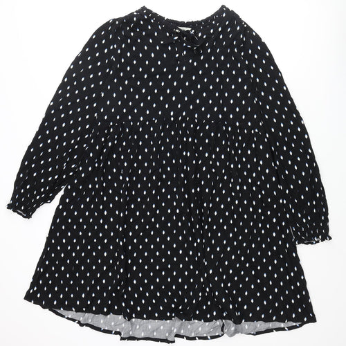 Marks and Spencer Womens Black Geometric Viscose A-Line Size 16 Round Neck Tie