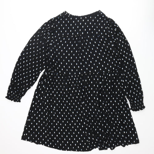 Marks and Spencer Womens Black Geometric Viscose A-Line Size 16 Round Neck Tie