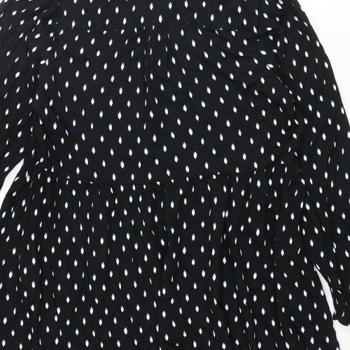 Marks and Spencer Womens Black Geometric Viscose A-Line Size 16 Round Neck Tie
