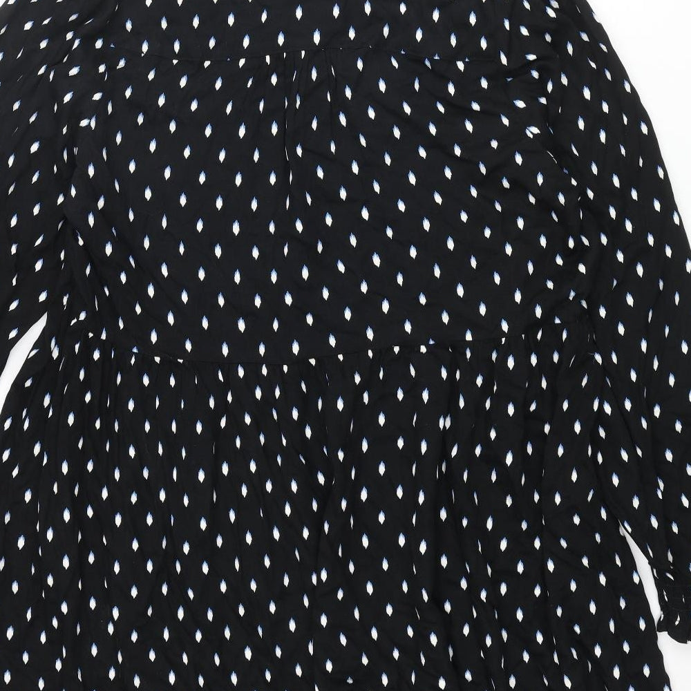 Marks and Spencer Womens Black Geometric Viscose A-Line Size 16 Round Neck Tie