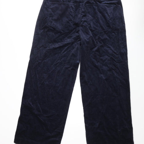 Marks and Spencer Womens Blue Cotton Trousers Size 18 L30 in Regular Zip