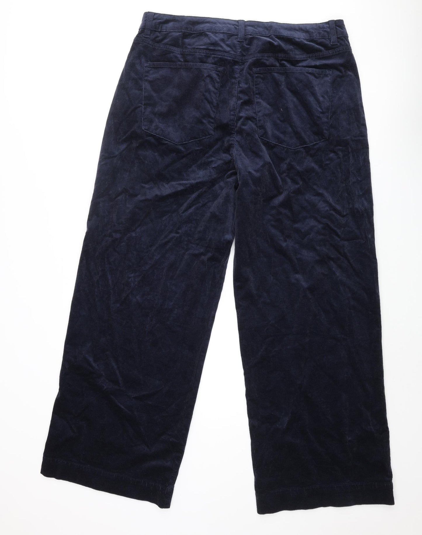 Marks and Spencer Womens Blue Cotton Trousers Size 18 L30 in Regular Zip