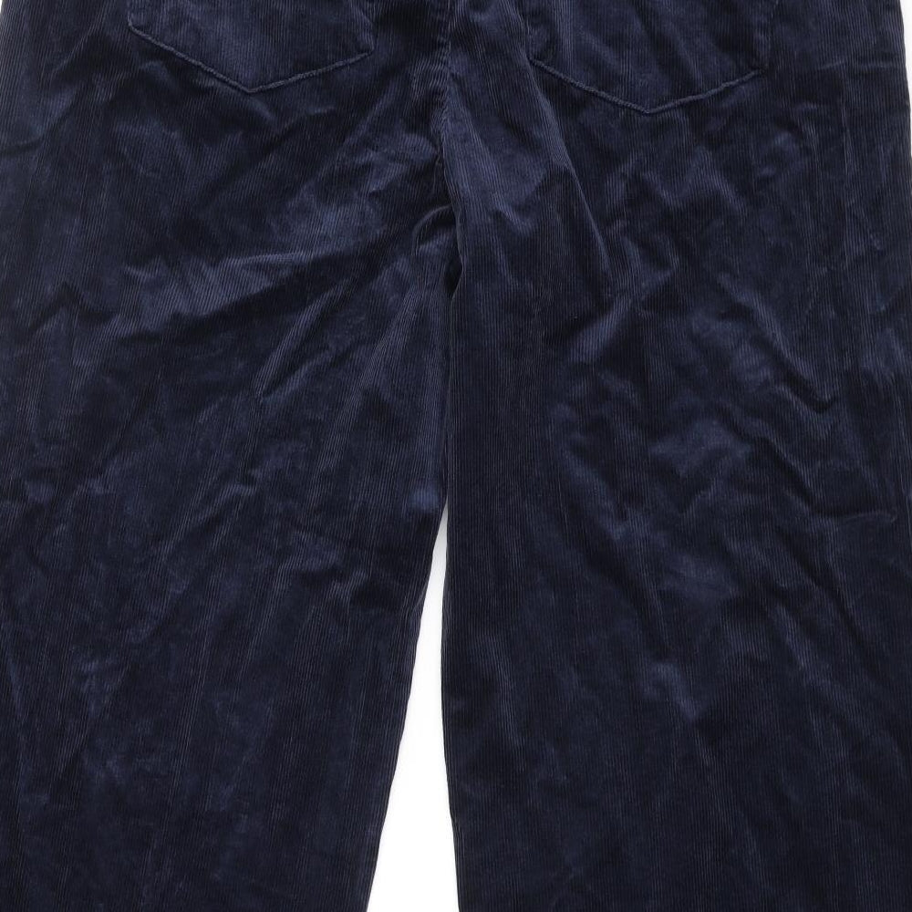 Marks and Spencer Womens Blue Cotton Trousers Size 18 L30 in Regular Zip