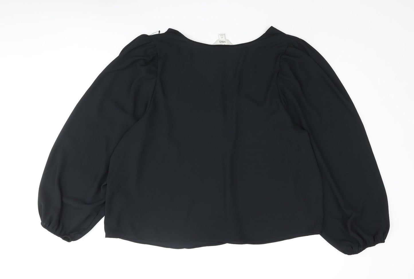 Marks and Spencer Womens Black Polyester Basic Blouse Size 20 V-Neck - Button Detail