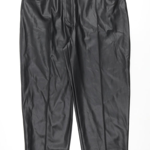 Marks and Spencer Womens Black Polyester Trousers Size 16 L23 in Regular Zip