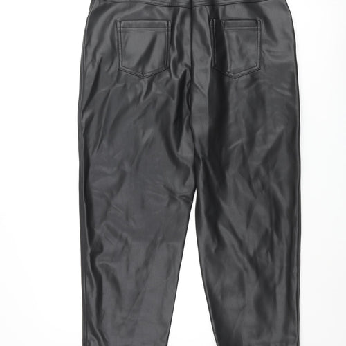 Marks and Spencer Womens Black Polyester Trousers Size 16 L23 in Regular Zip