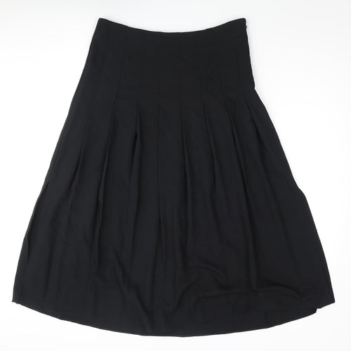 Marks and Spencer Womens Beige Polyester Pleated Skirt Size 14 Zip