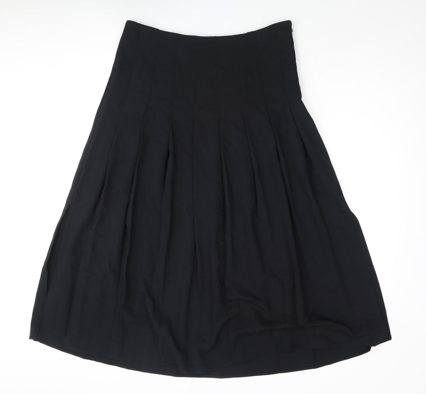 Marks and Spencer Womens Beige Polyester Pleated Skirt Size 14 Zip