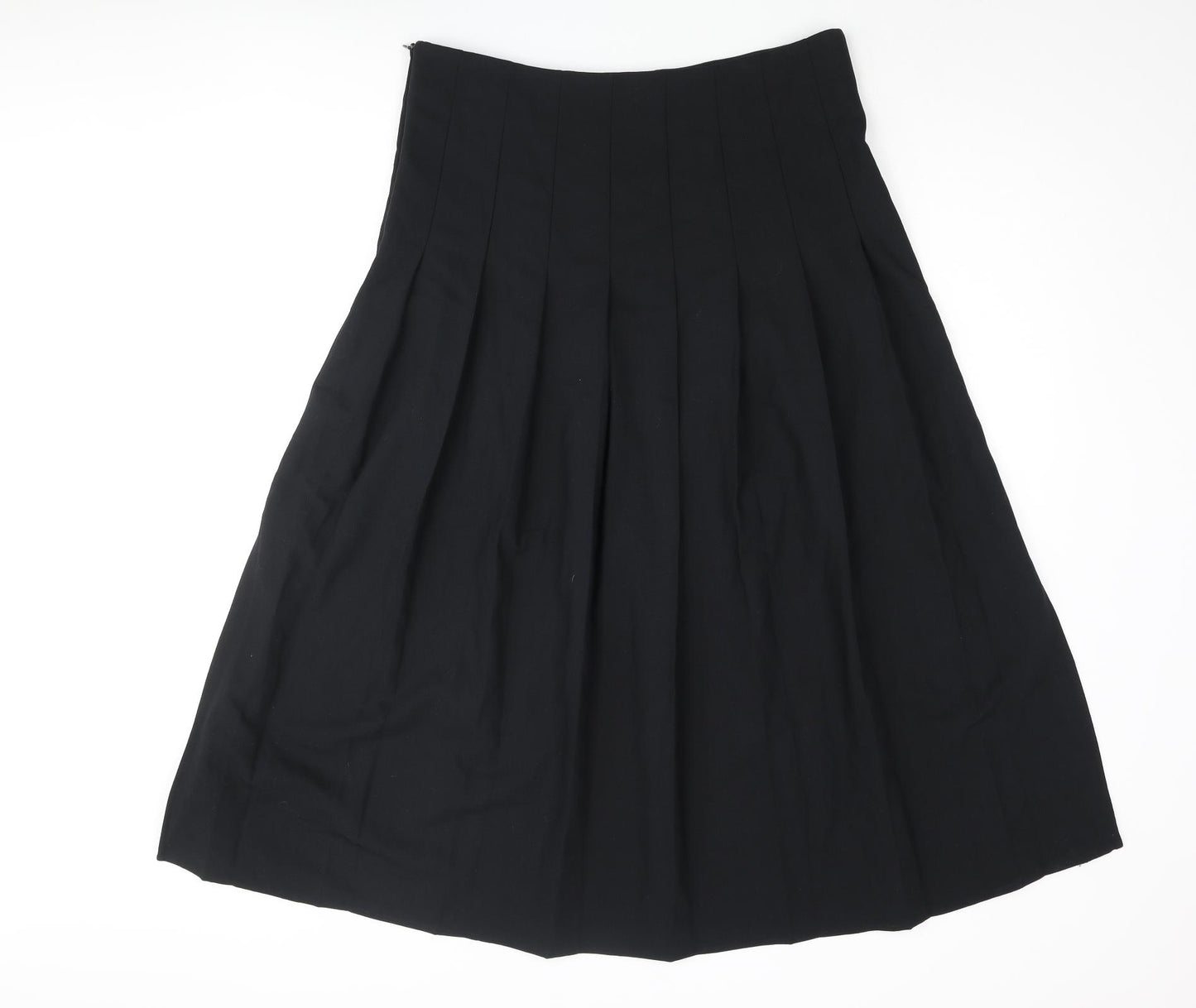 Marks and Spencer Womens Beige Polyester Pleated Skirt Size 14 Zip