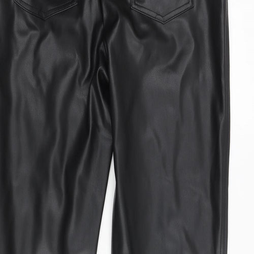 Marks and Spencer Womens Black Polyester Cropped Trousers Size 14 L24 in Regular Zip