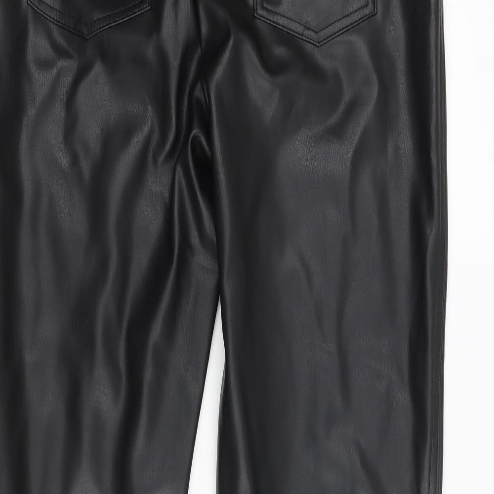 Marks and Spencer Womens Black Polyester Cropped Trousers Size 14 L24 in Regular Zip
