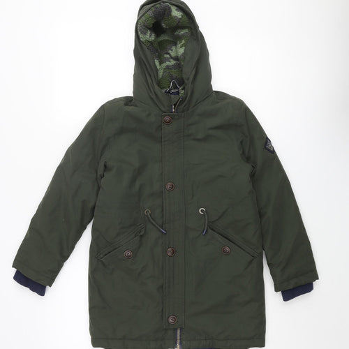 Joules Boys Green Parka Coat Size 8 Years Zip