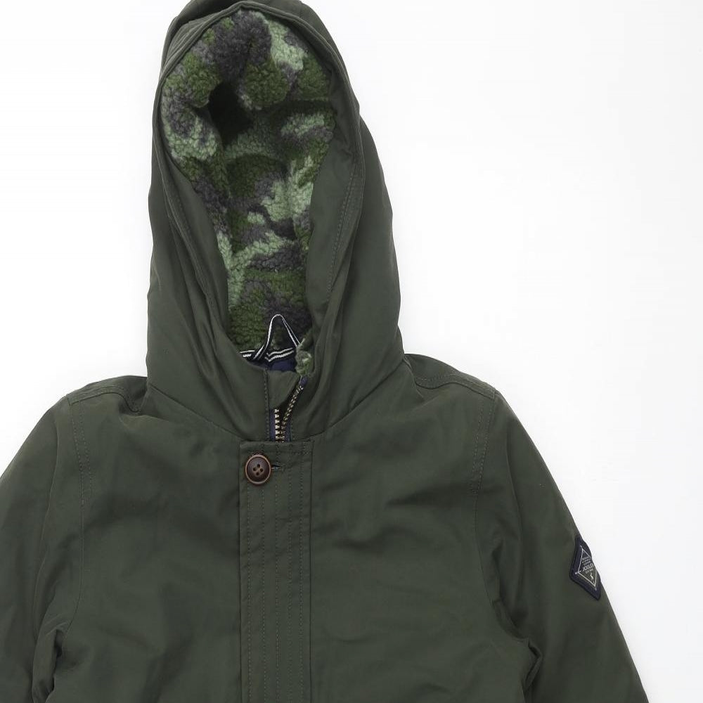 Joules Boys Green Parka Coat Size 8 Years Zip