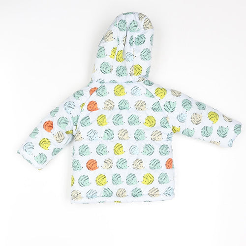 Marks and Spencer Baby Multicoloured Geometric Puffer Jacket Coat Size 3-6 Months Zip - Hedgehog Print