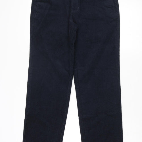 Marks and Spencer Mens Blue Cotton Chino Trousers Size 30 in L33 in Regular Zip