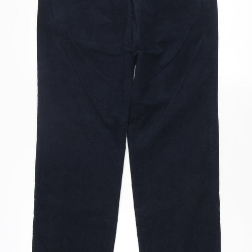 Marks and Spencer Mens Blue Cotton Chino Trousers Size 30 in L33 in Regular Zip