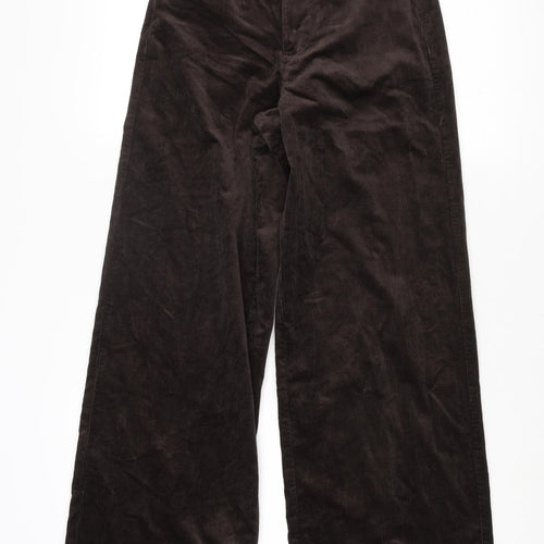 Marks and Spencer Womens Brown Cotton Trousers Size 6 L27 in Regular Zip