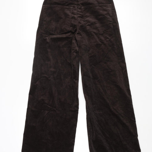 Marks and Spencer Womens Brown Cotton Trousers Size 6 L27 in Regular Zip