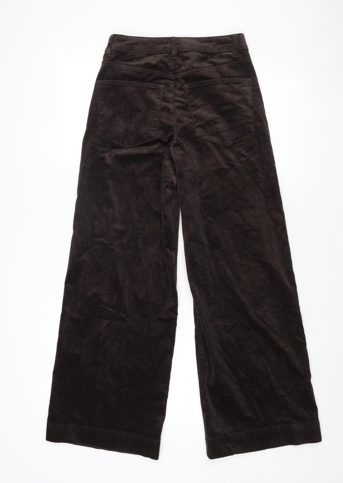 Marks and Spencer Womens Brown Cotton Trousers Size 6 L27 in Regular Zip