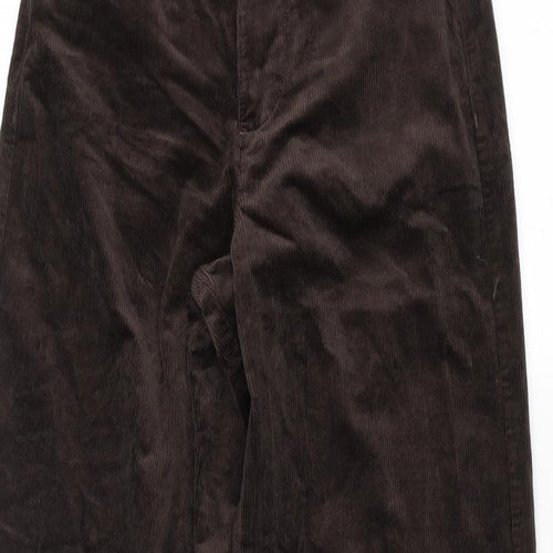 Marks and Spencer Womens Brown Cotton Trousers Size 6 L27 in Regular Zip