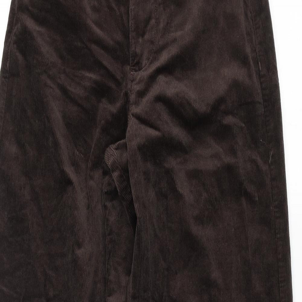 Marks and Spencer Womens Brown Cotton Trousers Size 6 L27 in Regular Zip