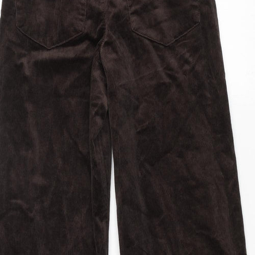 Marks and Spencer Womens Brown Cotton Trousers Size 6 L27 in Regular Zip