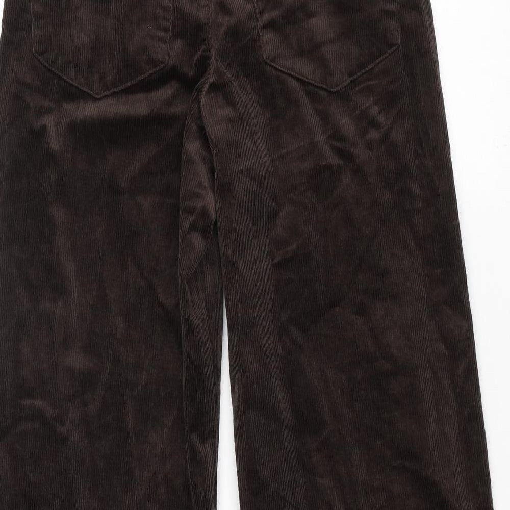 Marks and Spencer Womens Brown Cotton Trousers Size 6 L27 in Regular Zip