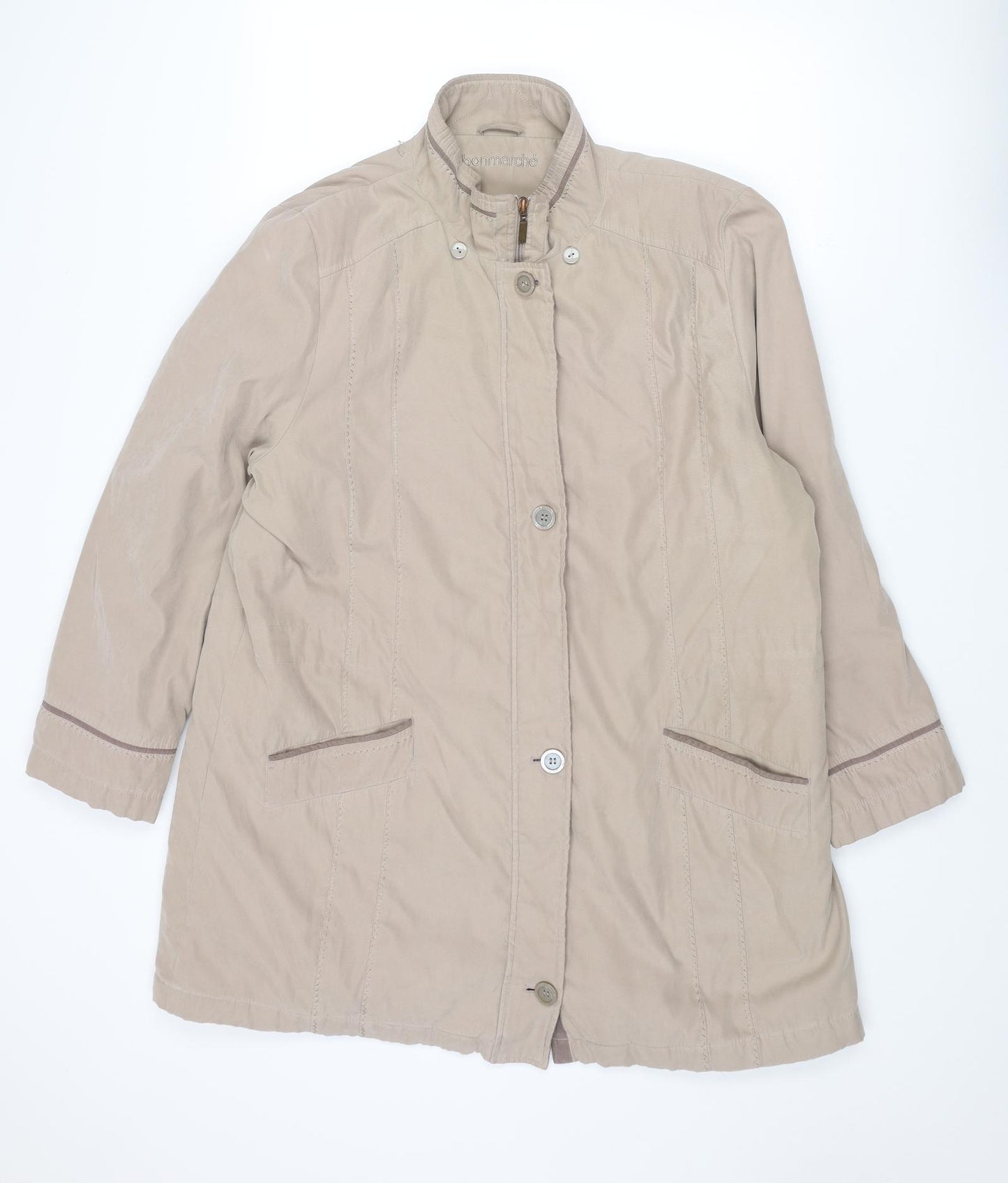 Bonmarché Womens Beige Parka Coat Size L Zip