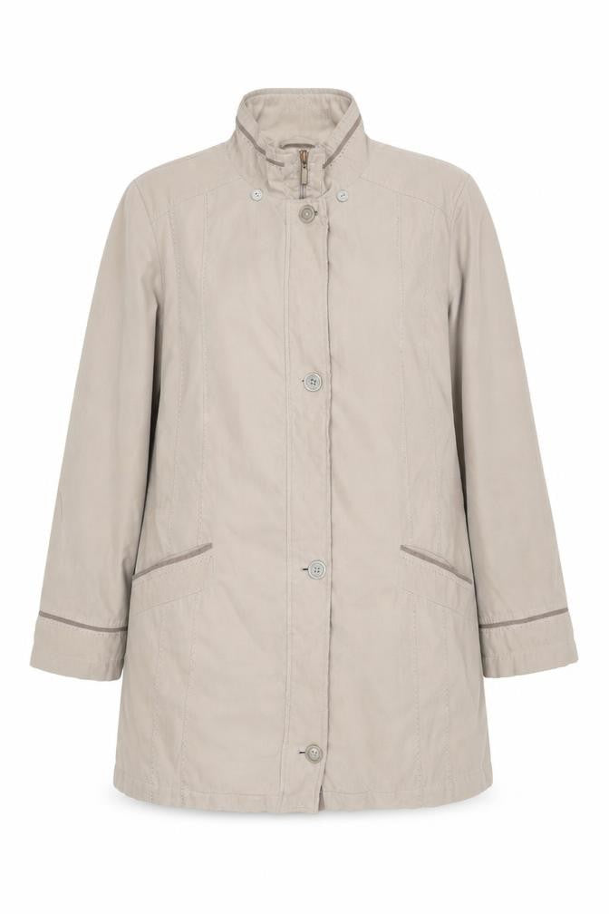 Front view of Bonmarché women’s beige parka coat, size L, zip