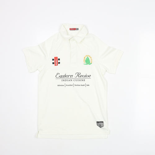 Gray-Nicolls Boys Ivory Polyester Basic Polo Size 9-10 Years Collared Button - Lindow Cricket Club