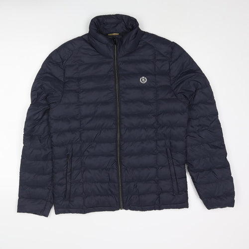 Henri Lloyd Mens Blue Puffer Jacket Coat Size M Zip - Logo