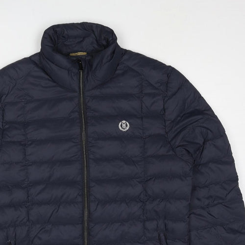Henri Lloyd Mens Blue Puffer Jacket Coat Size M Zip - Logo